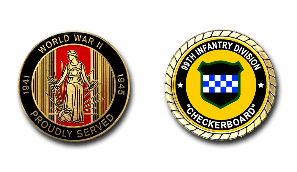 99th Infantry Division "Checkerboard" WWII Service Challenge Coin