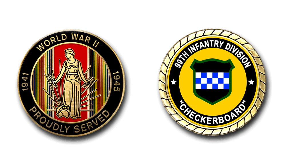 99th Infantry Division "Checkerboard" WWII Service Challenge Coin