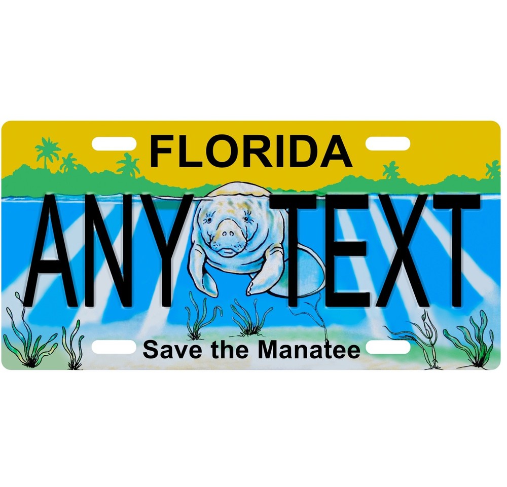 Novelty, Personalized State License Plates-Florida Manatee. 3 Sizes Available