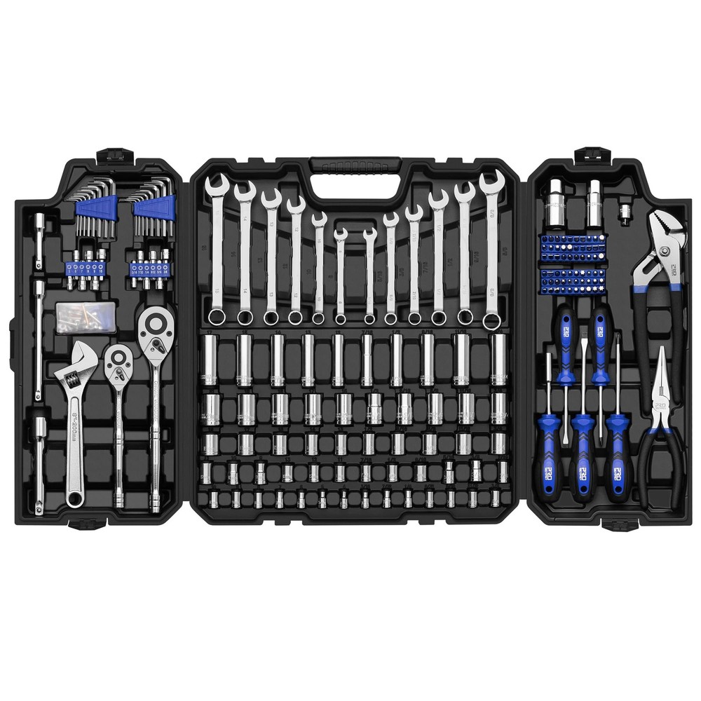 Mechanics Tool Set SAE Metric Sockets and Wrenches Hand Tools 240 Pcs