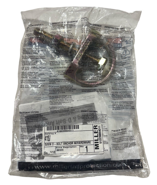Miller 5/8" Fall Protecion D-Bolt Anchor with Hardware 416/