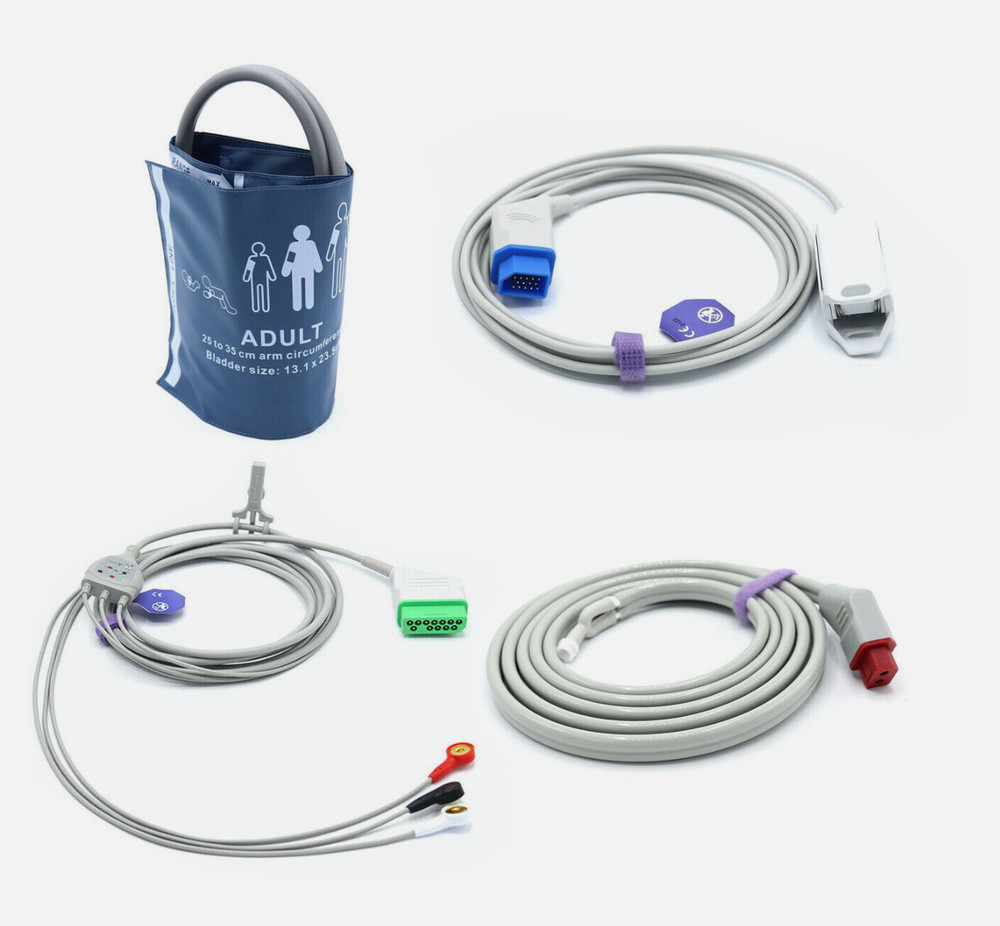 Nihon Kohden Compatible Accessories Bundle - Cuff, Hose, SpO2, ECG