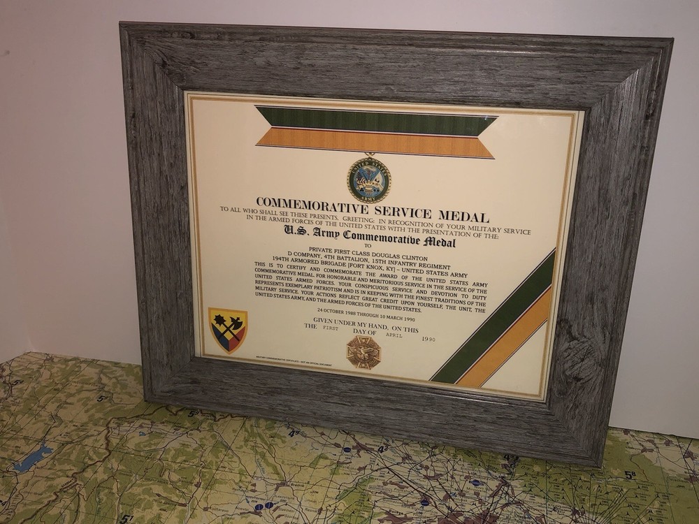 U.S. ARMY COMMEMORATIVE MEDAL CERTIFICATE ~ Type 1