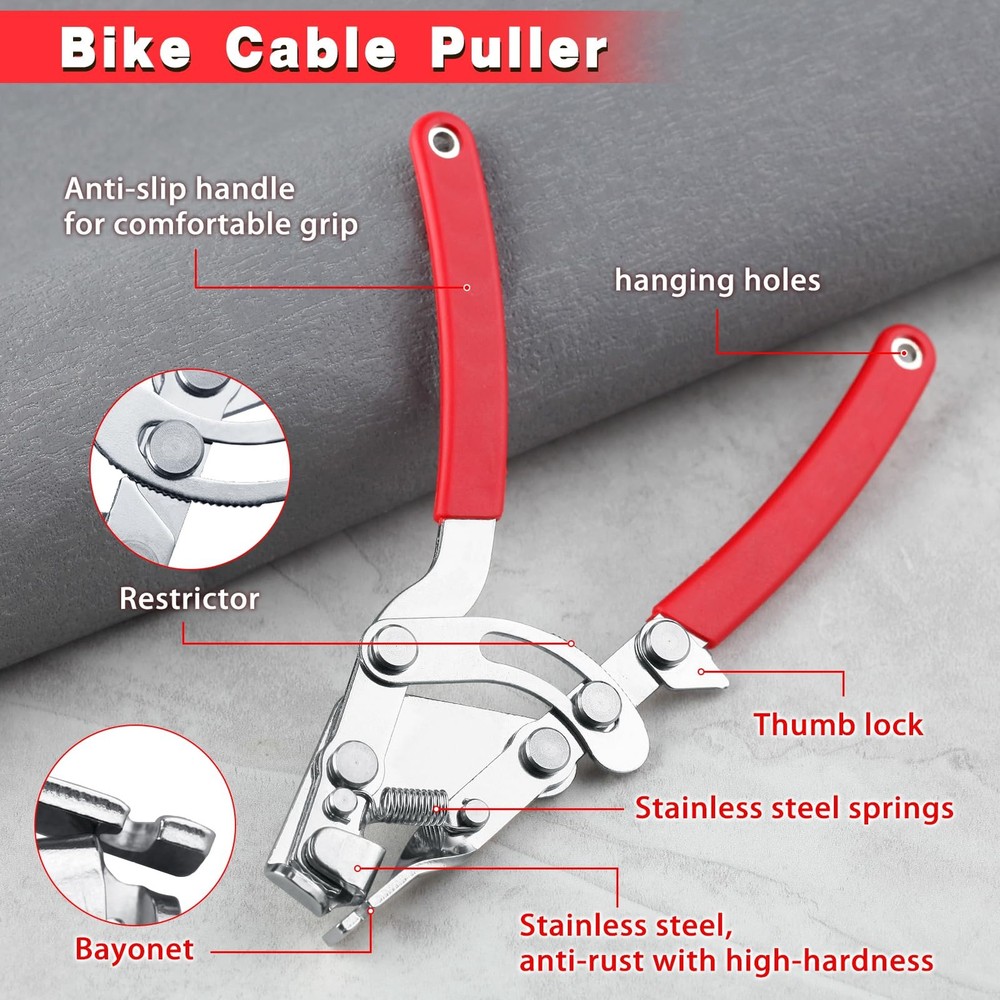 LEONTOOL Bike Brake Cable Puller Pliers, 4th Hand Tool - 7.7", Red