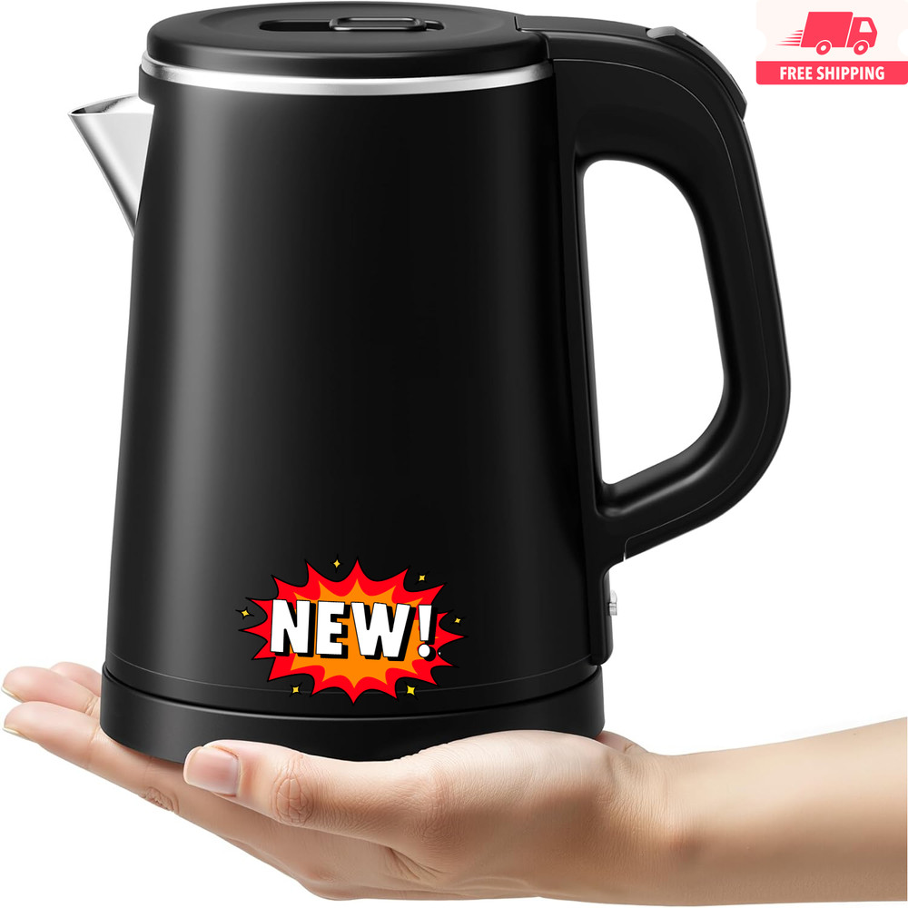 Hervidor eléctrico pequeño de 0,8 L, portátil de acero inoxidable para viajes -