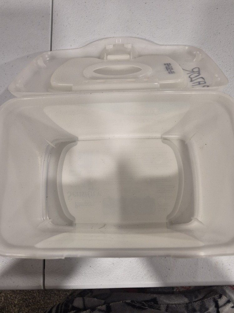 Pampers Sensitive EMPTY Plastic Baby Wipes Container Name Written