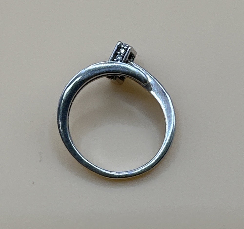 925 Sterling Silver CZ Bypass Ring /Size 6.75 Adjustable