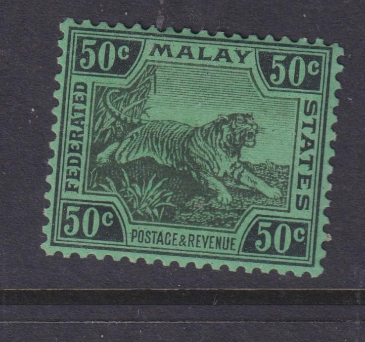 FEDERATED MALAY STATES, 1931 Script CA, 50c. Black on Green, lhm.