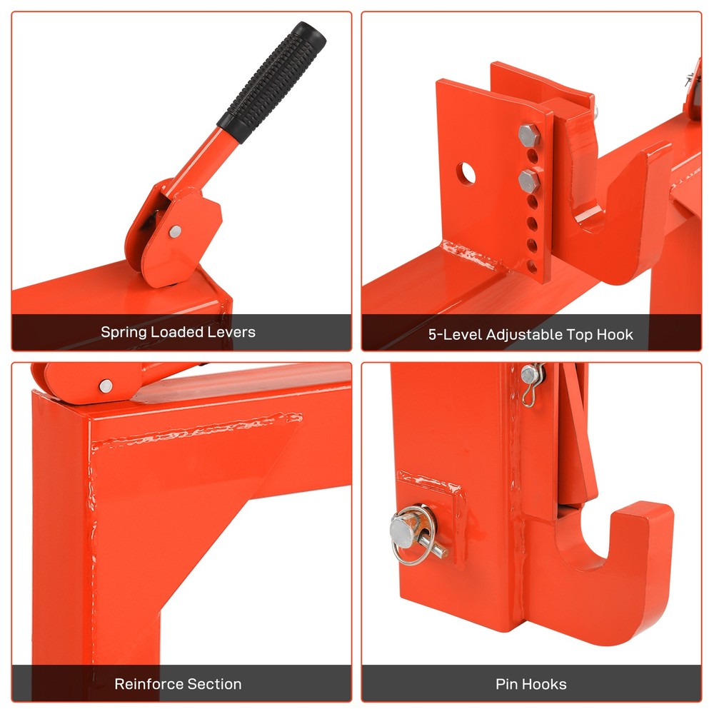 3 Pt Quick Hitch Adapter For Category 1 & 2 W/ Adjustable Bolt Tractor Orange US