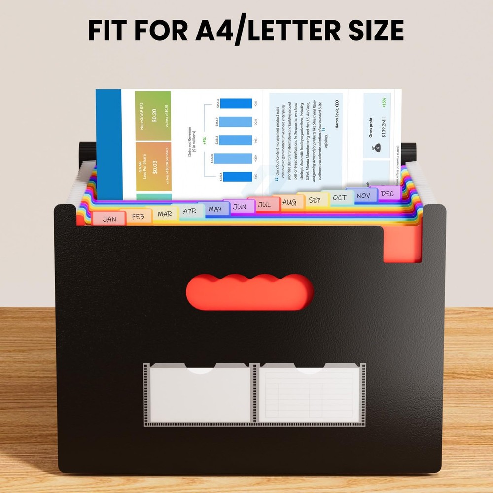 24 Pockets Expanding File Folder with Blank Labels, According File Organizer ...