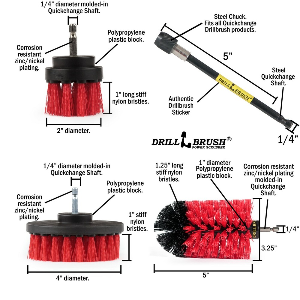 Multi Surface Cleaning Brush with Long Reach Extension - Rotary Tool Accessory