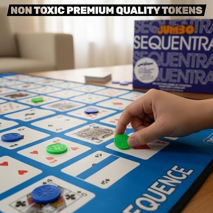 The Original Jumbo Sequence Board Game with Foldable Mat – Fun
