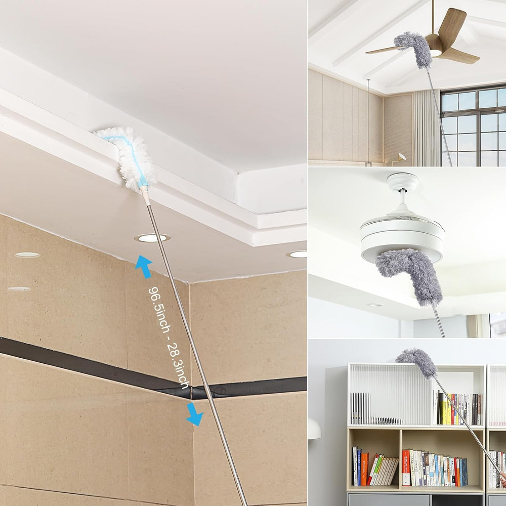 Extendable Feather Duster Kit with Reusable and Disposable Refills