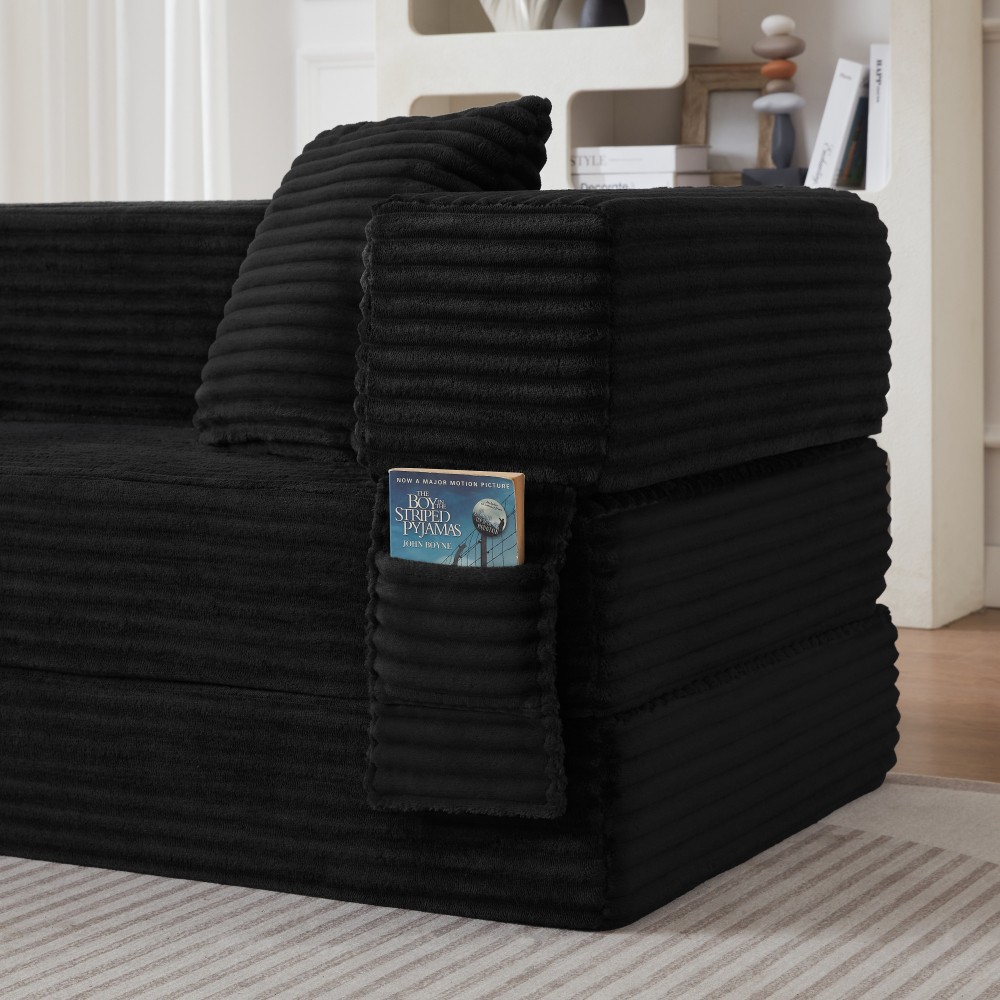 Modern Cord Sofa Classic Square Design, Unique Two-tier Design