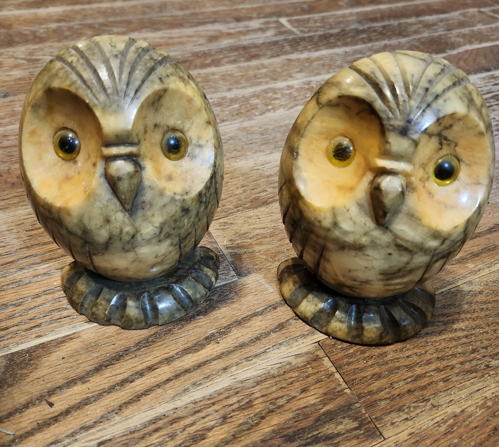 Antique - Alibaster Owl Bookends