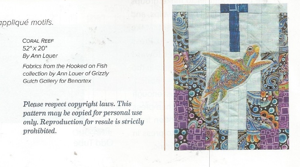 A0204 CORAL REEF WALLHANGING QUILT PATTERN/INSTRUCTIONS