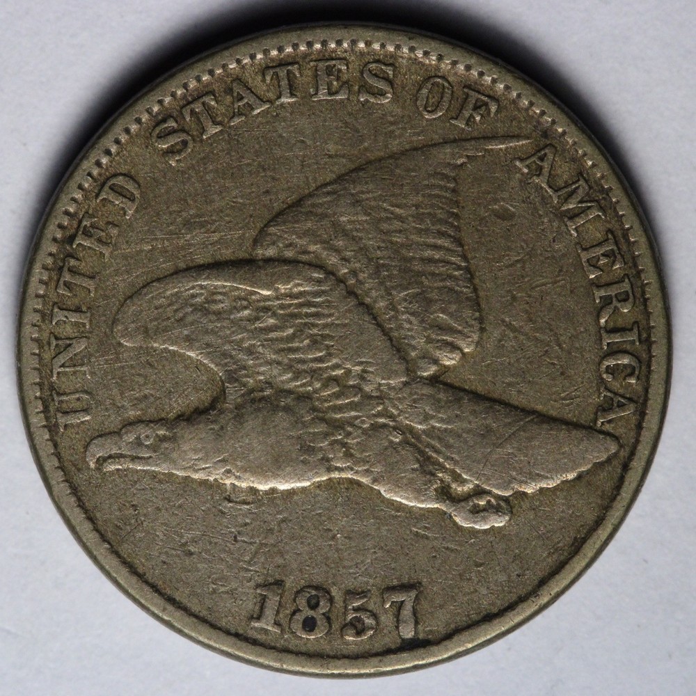 1857 Flying Eagle Cent Penny VF+ E113 OIMK