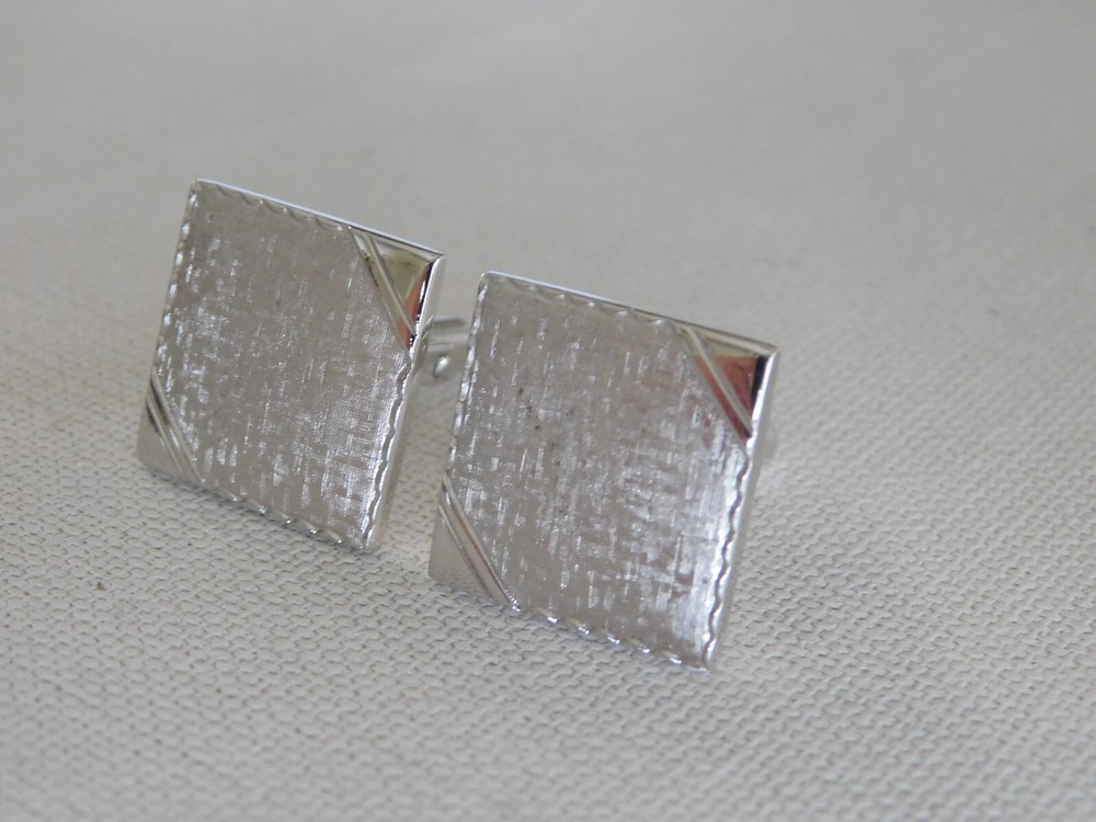 Shiny Brushed Silver Square Cufflinks