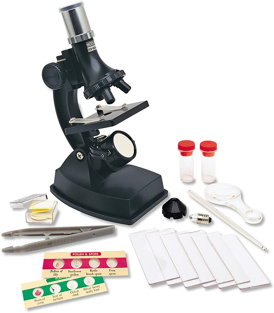 Portable Beginner Microscope Science Kit Kids Starter Compound STEM Learn 21pc