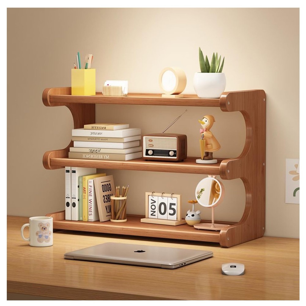 3 Tier Bookshelf for Desktop, Storage Rack, Desktop Organization