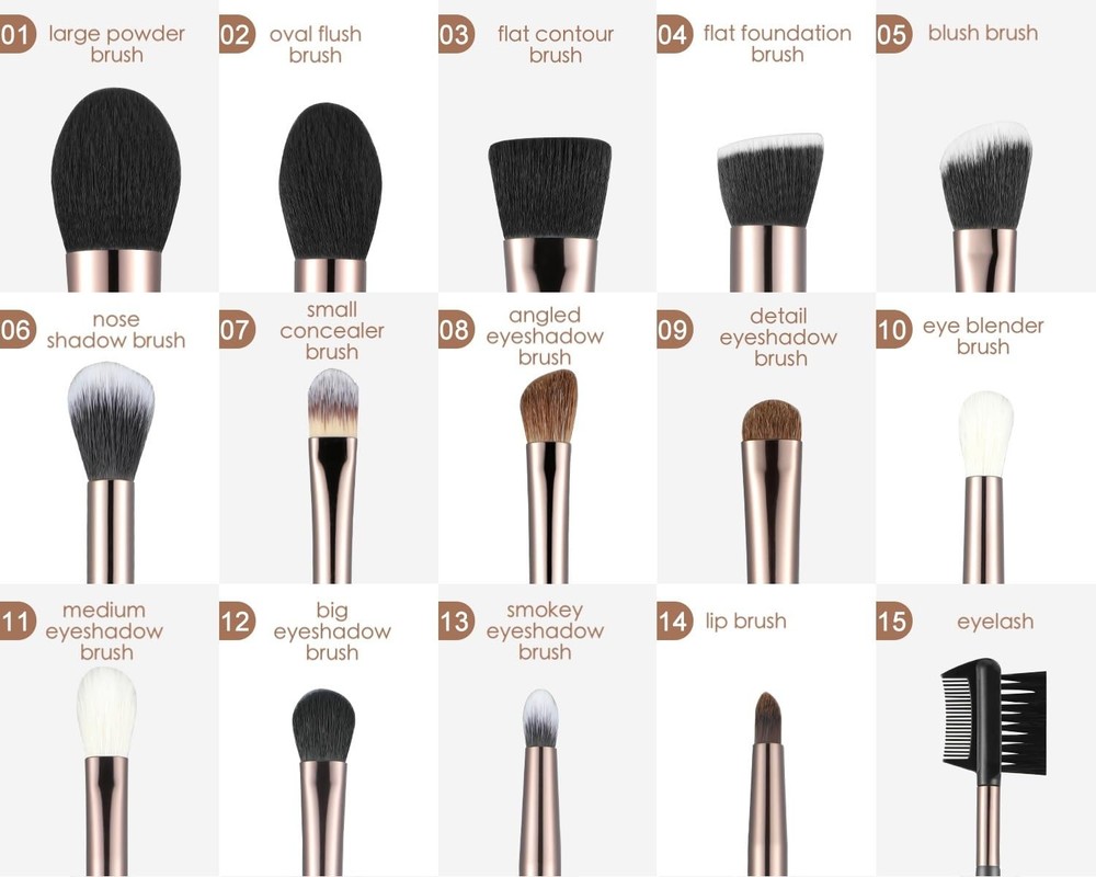 Professional Makeup Brush Set 17PC Soft Cosmetic Brushes Holder Kit Face Eye