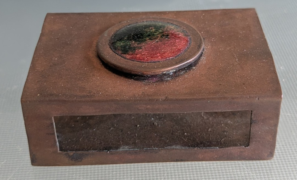 Antique Copper with Gemstone Top Matchbox Holder