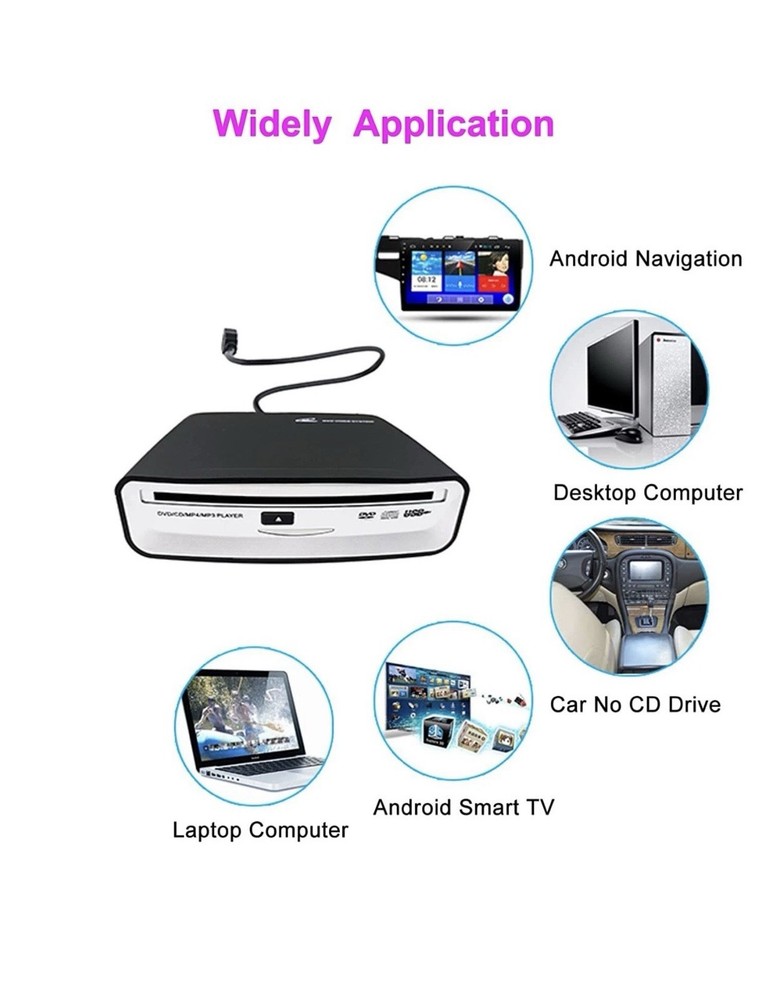 BDYING External Car Universal CD Player Machine, Vehicle blackwhite