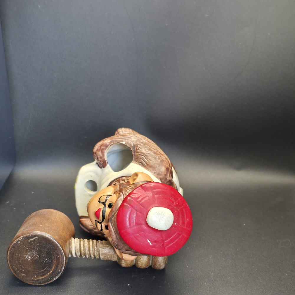 Vintage McCrory Ceramic Monkey Nut Cracker Mallet Pick Set Earthenware 7.5"