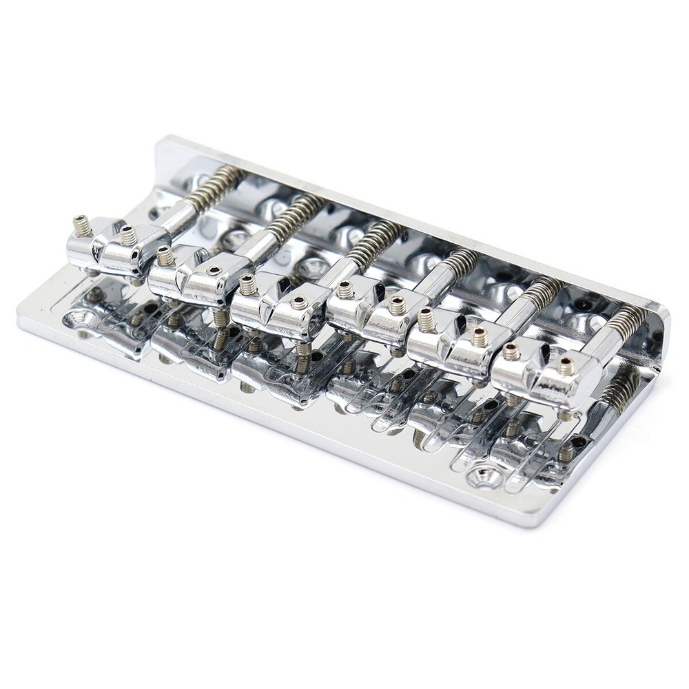 6String Metal Fixed Bass Bridge L-Shaped Saddle Bridge Top Load Tailpiece Silver
