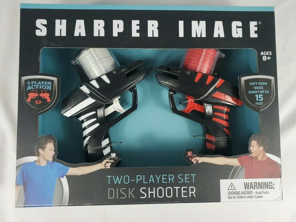Sharper Image Two-Player Set DISK SHOOTER Soft Foam Disks Ages 8+ NEW