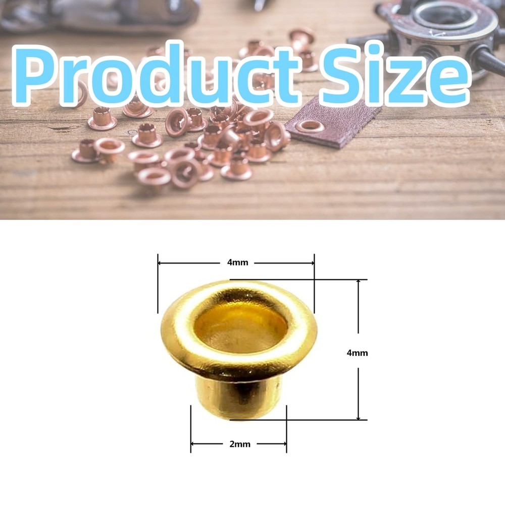 2MM Tiny Grommets Eyelets 200 Pack, Metal Grommet Kit Hole Self Backing Eyele...