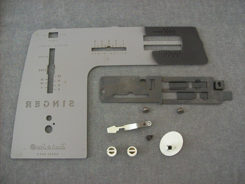 Singer 600E Sewing Machine Front Face Cover Plate Panel, Knobs, & Misc. Parts.