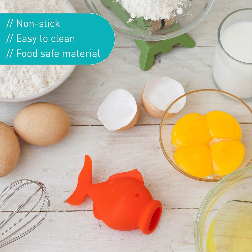 Egg Separator for Raw Eggs – Silicone Egg Yolk and White Separator, YolkFish ...