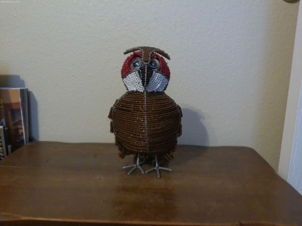 Large Beaded Owl Figure