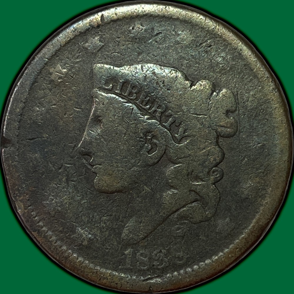 1838 Coronet Head Large Cent Almost Good AG Coin #38785