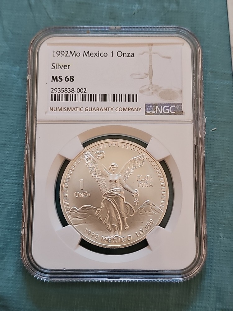 1992 Libertad Ngc Ms68 Mexico Silver .999