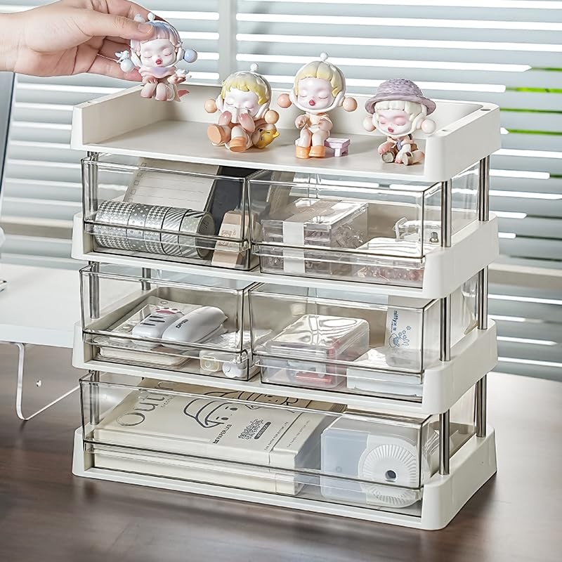 Stackable 3-Drawer Organizer: Tea, Coffee, Makeup & Office Supply Storage Box