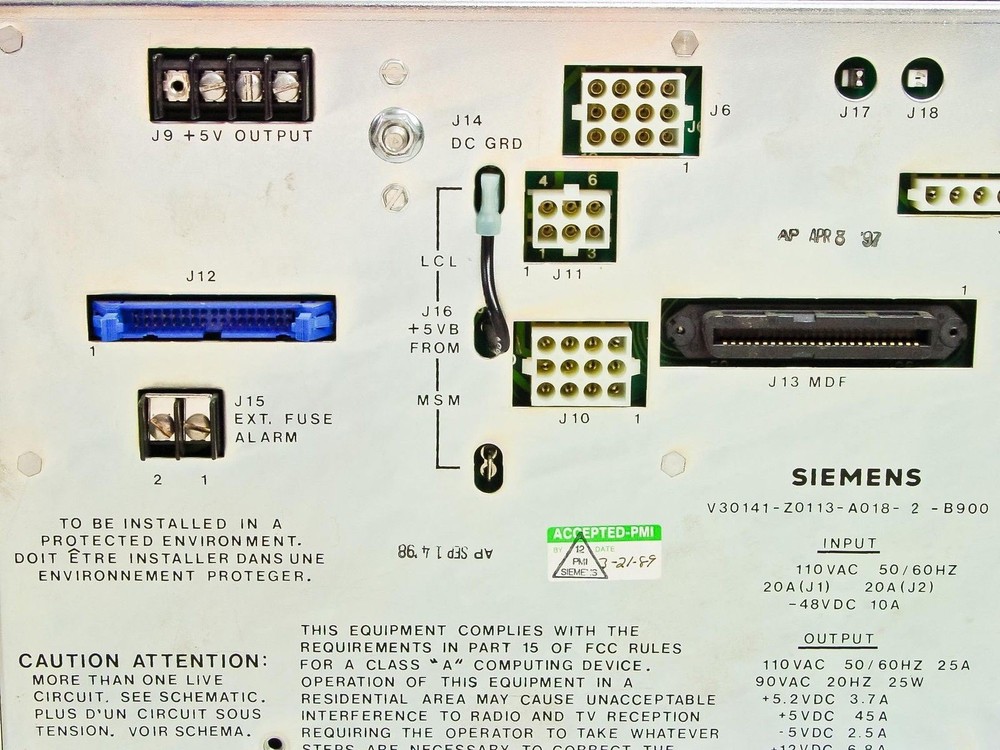 Elgin Siemens V30141 48VDC Power Supply Rectifier 15826-001