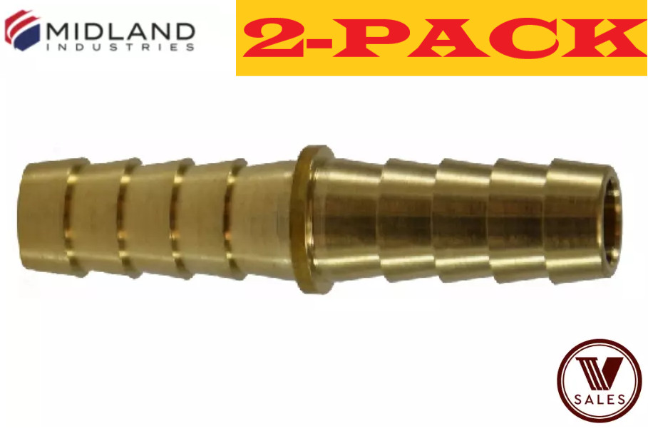 Brass Hose Splicer Mender Union 1/8" x 1/8" Barb Fitting 2pcs Midland Metals