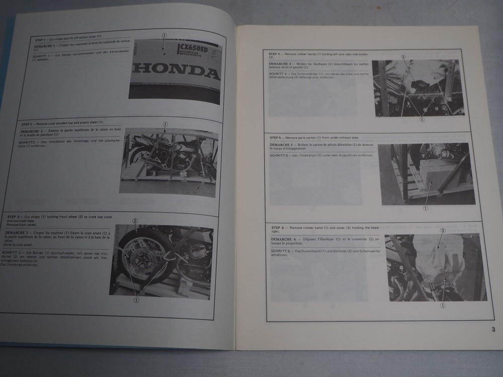 HONDA SET-UP INSTRUCTIONS ASSEMBLY INSTRUCTIONS CX650E euro 1982