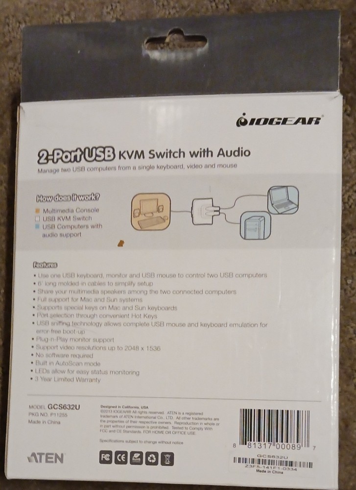 IOGEAR GCS632U 2-PORT USB KVM SWITCH WITH AUDIO