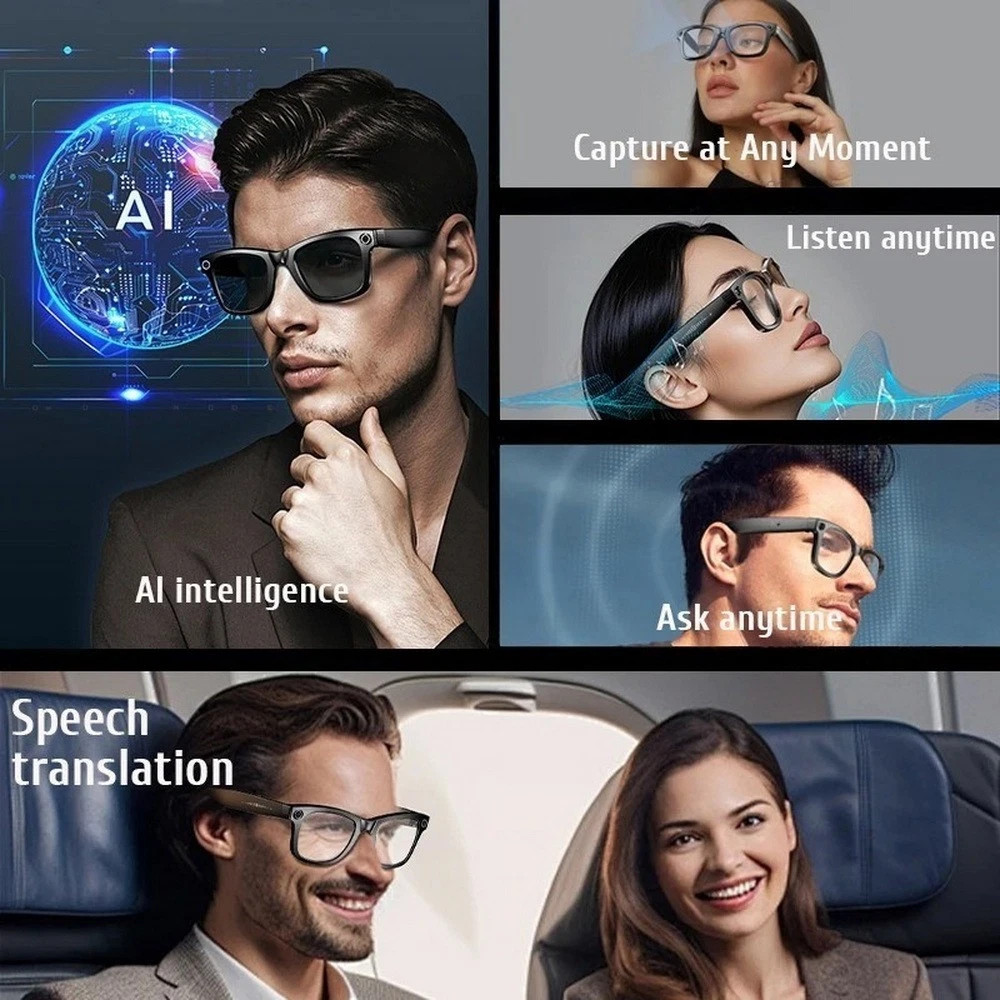 Video camera glasses with 8MP camera and bluetooth and microphone