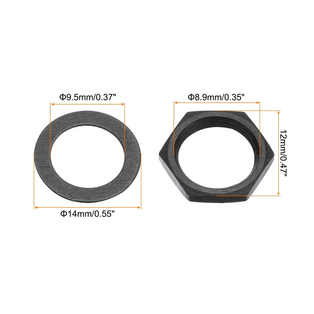 6Sets Guitar Nuts and Washers 3/8" Guitar Input Output Jack Socket Grey Black