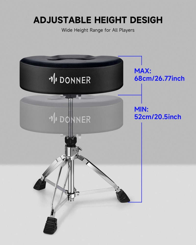 Donner Saddle Drum Throne, Drum Stool with Thickened Memory Foam Ergonomic Seat