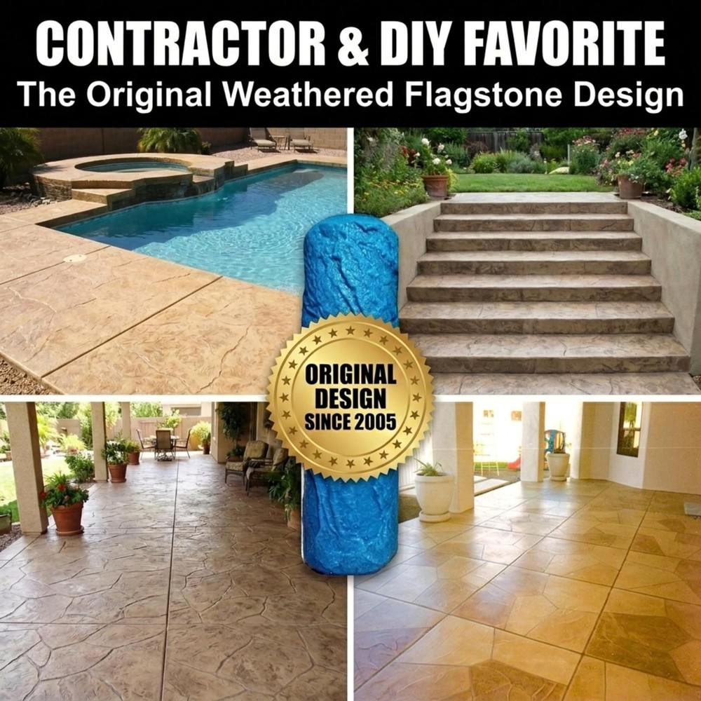 The Original Weathered Flagstone, Concrete Roller Stamp, Stone Texture Roller...