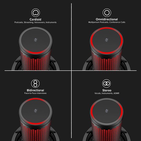 HyperX QuadCast 2 – USB Microphone for Gaming PC, Streaming and Podcasting Black