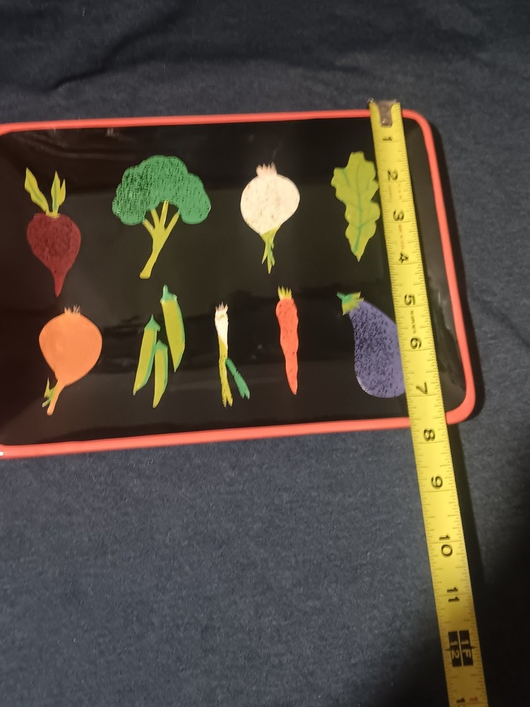 Crate & Barrel Veggie Design Serving Dish Tray Platter 10” Ceramic