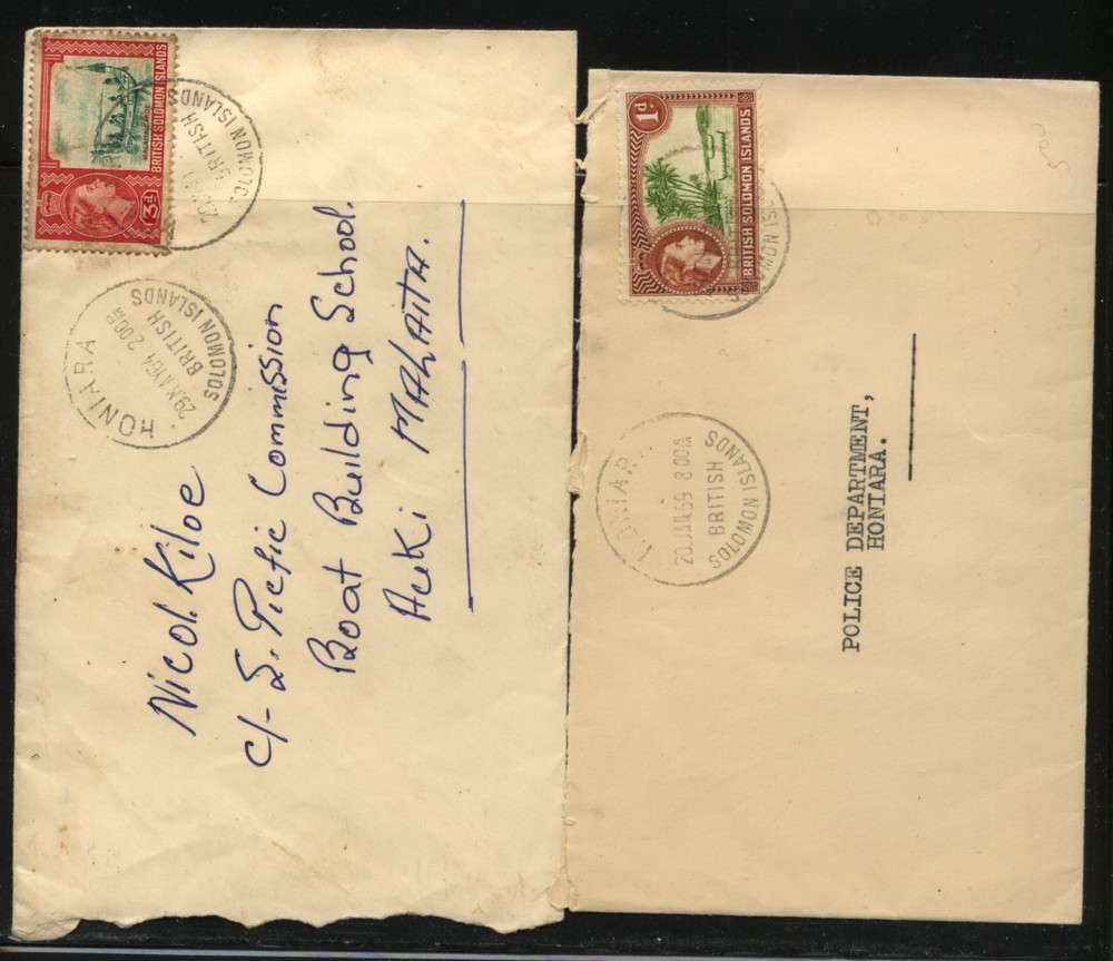 British Solomon Islands 2 covers, both local use      HC0328