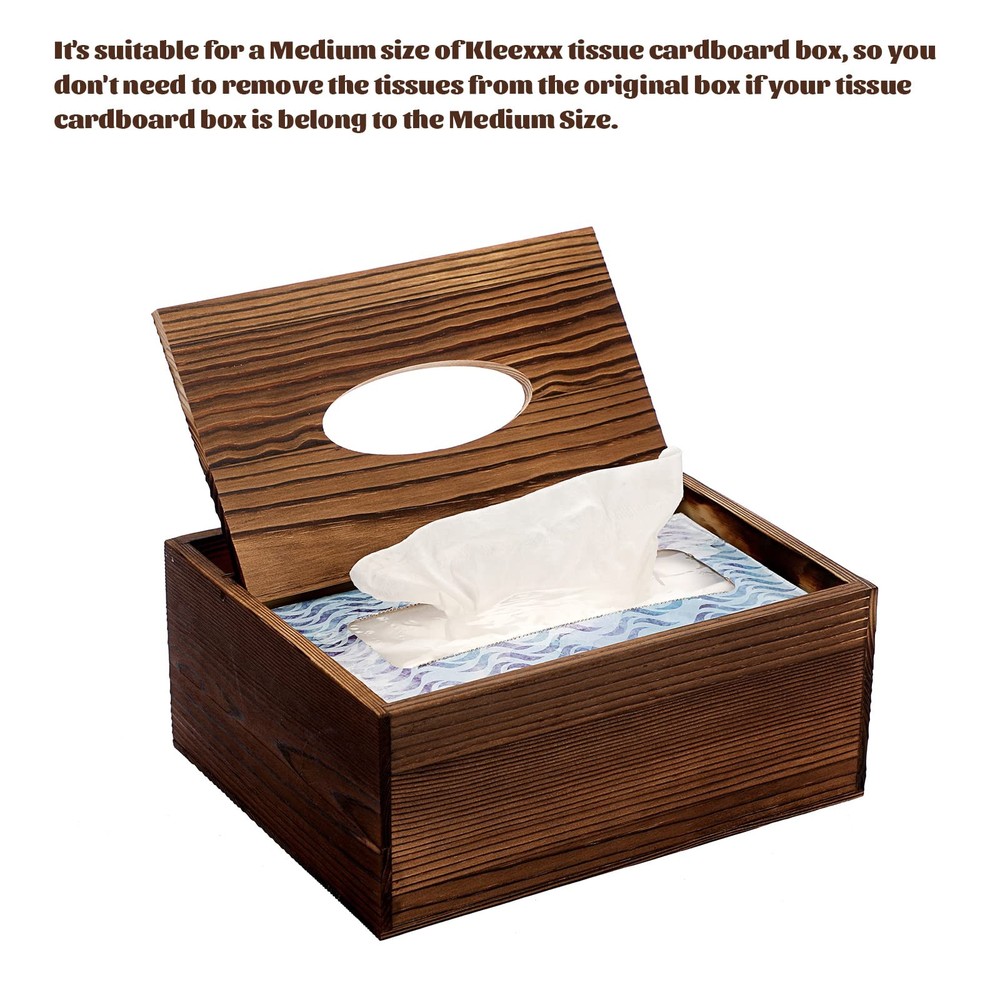 Wood Rectangular Tissue Box Cover - Multifunctional Tissue Holder with Statio...