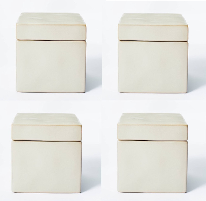 Threshold studio McGee square box stoneware ceramic storage sturdy x 4